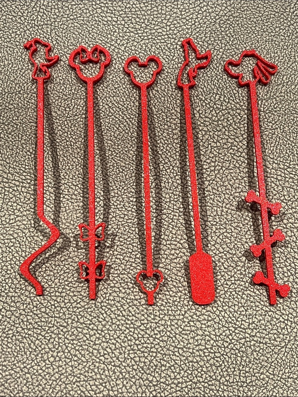 New Disney Set of 5 Red Metal Stir Sticks or bookmarks